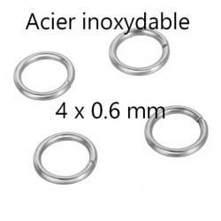 200 anneaux de jonction en acier inoxydable 4 x 0.6mm
