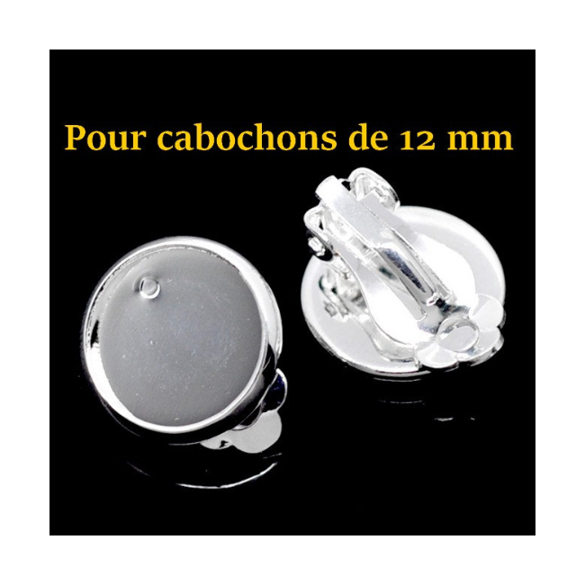 5 paires de clips d'oreilles support de cabochon 12 mm