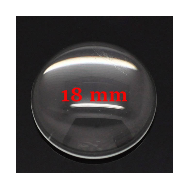 10 cabochons de verre transparent 18 mm
