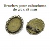 10 broches supports de cabochons 25 x 18 bronze