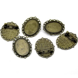 10 broches supports de cabochons 25 x 18 bronze