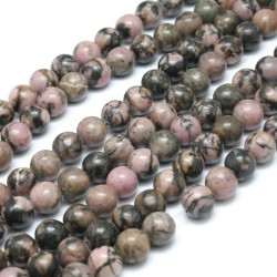 10 perles de 8 mm en Rhodonite