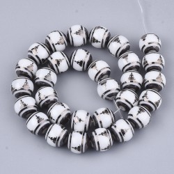 10 perles de verre de 10 mm méditation noires et blanches