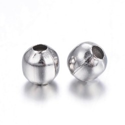 100 perles en acier inoxydable de 3 mm