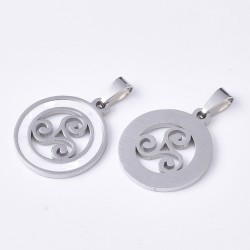 1 pendentif triskel acier inoxydable & nacre 23 x 20 mm