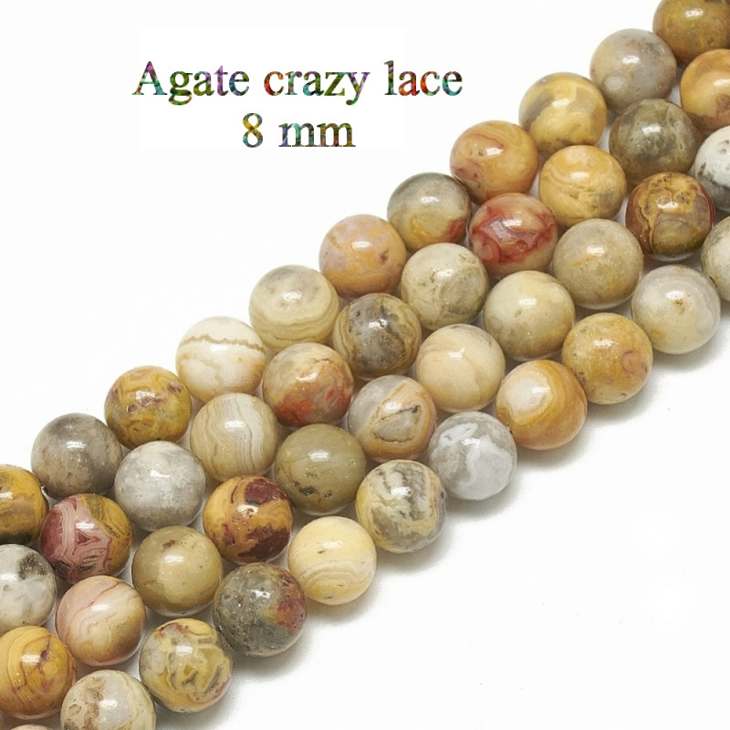 10 perles de 8 mm en Agate fou