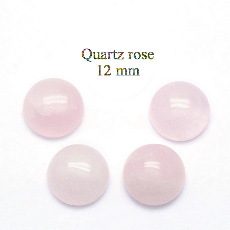 10 cabochons de 12 mm en quartz rose