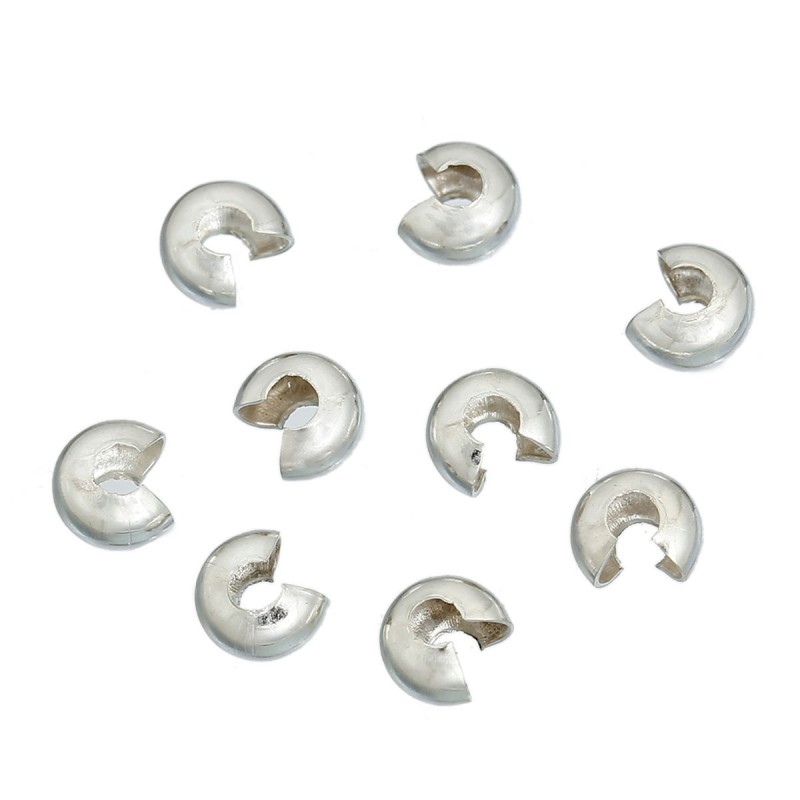100 perles à écraser cache-noeuds 3 mm argenté