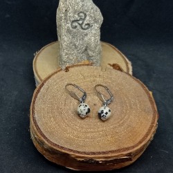 1 paire de boucles d'oreilles en jaspe dalmatien 8 mm
